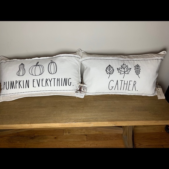 Rae Dunn pumpkin everything & gather pillows - Picture 2 of 4